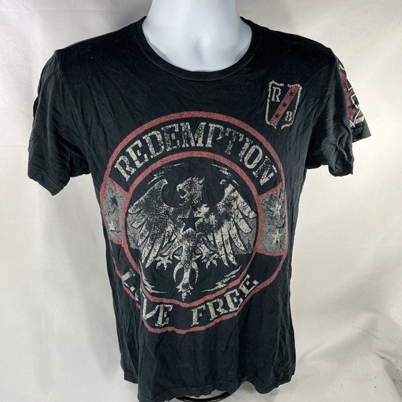 RAW STATE T SHIRT MENS SMALL DOUBLE SIDED SHIRT SLEEVE TEE REDEMPTION LIVE FREE - Picture 1 of 12